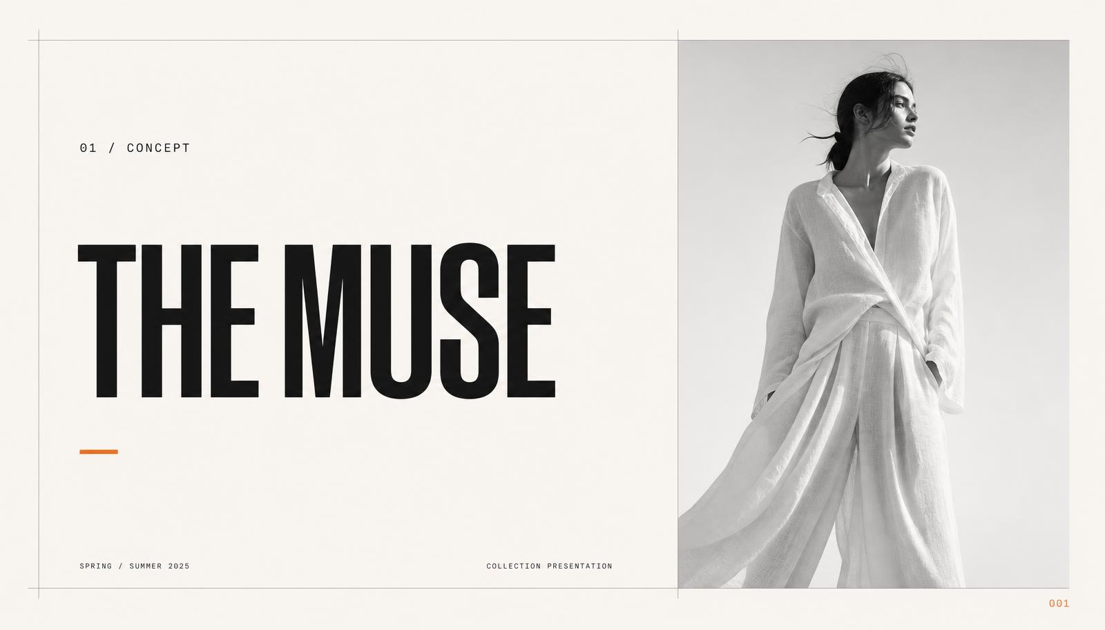 The Muse slide with editorial fashion photography